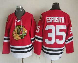 Men%27s Chicago Blackhawks #35 Tony Esposito Red Throwback Jersey